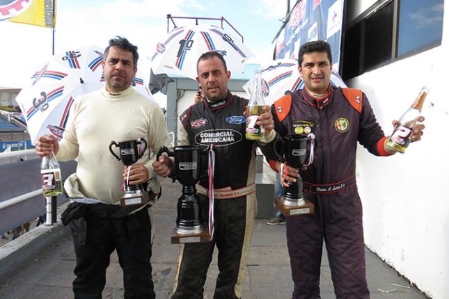 El podio de los titulares de la Clase B del Procar4000: 1° Ciccarelli, 2° Lucero y 3° Gil (luego sancionado heredando el podio Amat).