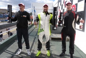 El podio de la 1° final de la 6° fecha Clase A Procar4000: 1° Diamante, 2° Rodríguez y 3° Pastorino.