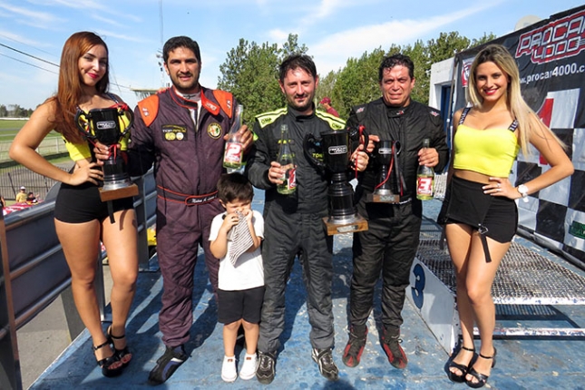 El podio de la 1° fecha de la Clase B en La Plata: 1° Amat, 2° Lucero y 3° Marquiegui.