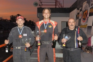 El podio de la Clase B 6° fecha: 1° Adrian Ciocci, 2° Jorge Prunier y 3° Fernando Aparicio.